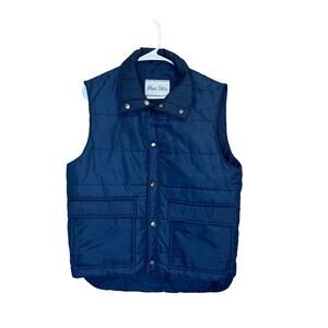 Mens‎ Store Vintage 70s Quilted Puffer Vest Size Medium Snap Closure Blue